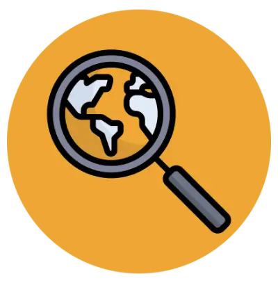 icono lupa buscando sobre mapa